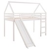 NicBex Twin Size Bunk Bed Roof Shape Loft Bed Pine Bed Frame with Slide, Ladder and Full Length Guardrail, No Box Spring Required - 3 of 4
