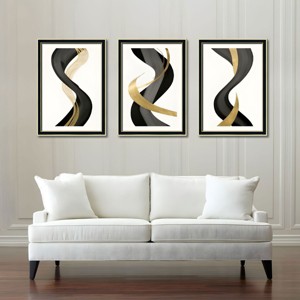 FONTOI 3pcs Abstract Framed Wall Art, Sofa Background Replaceable Canvas Prints Modern Wall Decor Living Room, Office, Black 20"* 28"*1.2" - 1 of 4