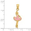 Black Bow Jewelry 14k Yellow Gold 2D Pink Enameled Ballerina Pendant - 4 of 4