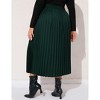 Clearlove Plus Size Pleated Skirt Women's Elastic Waist Boho  Midi Skirts with Pockets - 3 of 4