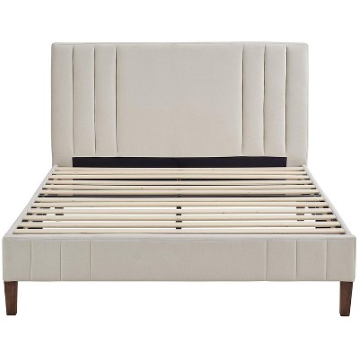 Classic Brands Chicago Modern Contemporary Tufted Upholstered 3-In-1 Platform Bed with Headboard, Wood Frame, & Wood Slat Support, Queen, Peyton Shell