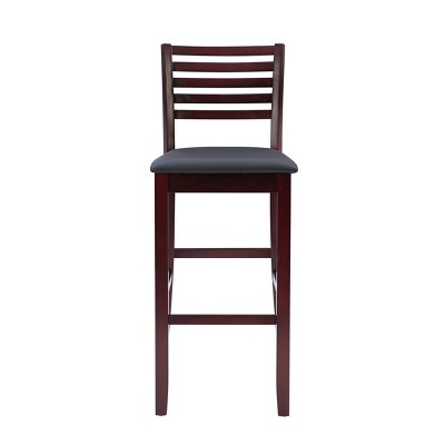 Merlot Espresso 30" Ladder Back Barstool with Padded Seat