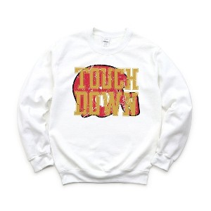 Simply Sage Market Women's Graphic Sweatshirt Touch Down Red Helmet Distressed - 1 of 3