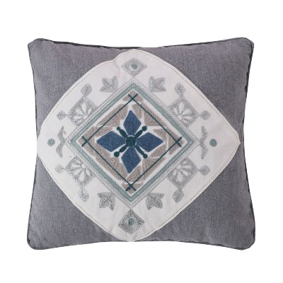 Madera Velvet Navy Crewel Decorative Pillow - Levtex Home : Target