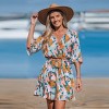 Women's Vibrant Tropical Floral Print Tie Belt Ruffled Hem Beach Dress - Cupshe - 2 of 4