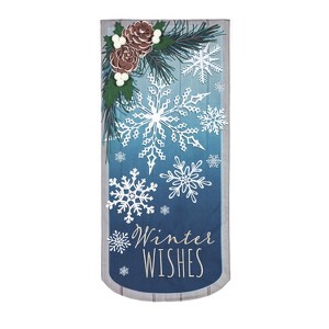 Evergreen Garden Flag Winter Wishes Snowflake  Double Sided Indoor Outdoor Decor 18" x 12.5" - 1 of 3