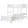 TIRAMISUBEST Twin Over Full/Full Over Full Size Bunk Bed with Bulit-in Desk and 2 Storage Drawers, Solid Wood Bunk Bedframe with Ladder and Guardrail - 3 of 4