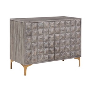 Treasure Trove Accents 2 Door Cabinet Carbon Dust: Raised Diamond Pattern, European Hinges, Metal Legs - 1 of 4