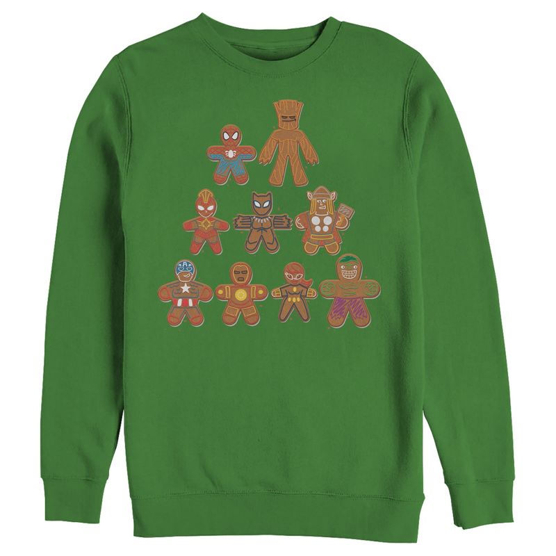 Men's Marvel Christmas Gingerbread Cookie Tree Sweatshirt, 1 of 4