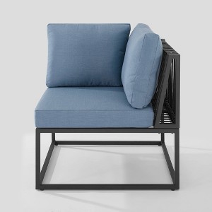 Outdoor Modern Modular Patio Corner Chair Blue - Saracina Home: Weather-Resistant Steel Frame, Armless Design - 1 of 4