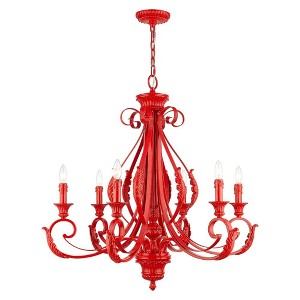 Livex Lighting Valencia 6 - Light Chandelier in  Shiny Red - 1 of 4