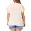 Agnes Orinda Women's Plus Size Swiss Dots Short Sleeve Lace Crochet Chiffon Pleated Casual Blouses - 3 of 4