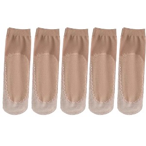 Anna-Kaci Women's 5-Pack Sheer No Show Liner Socks with Non-Slip Heel Grip Lightweight Invisible Design - 1 of 3