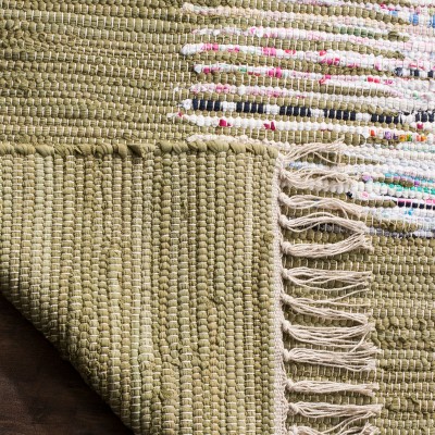 Coastal Charm Ivory & Olive Hand-Woven Cotton Area Rug - 3' x 5'
