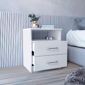 NicBex Modern Night Stand with Drawers,19.9" Wooden Nightstand with Open Shelf,Bedside Table for Bedroom,Living Room,Bedroom Furniture - 1 of 4