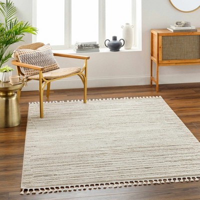 Hauteloom Levy Cream Area Rug with Tassels
