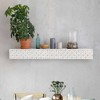 Small Embossed Wood Floating Decorative Wall Shelf White - American Art ...