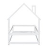 DOMETOUR Twin Size Wood bed with House-shaped Headboard Floor bed with Fences,White - 3 of 4