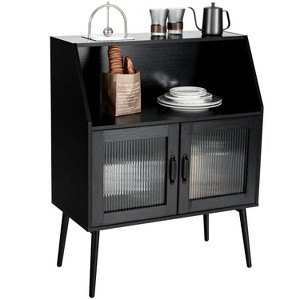 40 In. Kitchen Sideboard Buffet with Open Cubby and 2 Glass Doors - 1 of 4