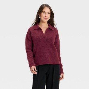 Women's Cozy Knit Polo - A New Day™ - 1 of 3