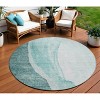 Teal Blue Aqua And Mint Green Abstract Washable Indoor Outdoor Area Rug - 2 of 4