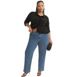 June + Vie by Roaman's Women's Plus Size Curvie-Fit High-Rise Straight-Leg Stretch Jeans - 1 of 4