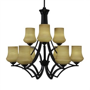 Toltec Lighting Zilo 9 - Light Chandelier in  Matte Black with 5.5" Zilo Cayenne Linen  Shade - 1 of 1