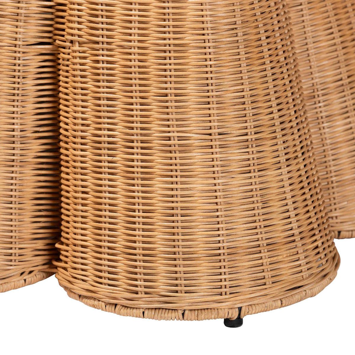bali & pari Palm Scallop Natural Rattan Square Ottoman with Cushion Light Honey - thumbnail 4