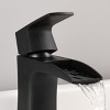 Modern Single-Handle Single Hole Bathroom Faucet with Matte Finish, Brass Waterfall Tap for Vanity, Powder Room, or Bathroom – The Pop Home - 3 of 4