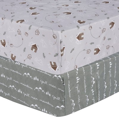 Image of Sammy & Lou Fitted Crib Sheet - Mountain Cabin 2pk