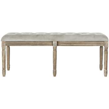 Rocha 19''H French Brasserie Tufted Traditional Rustic Wood Bench  - Safavieh