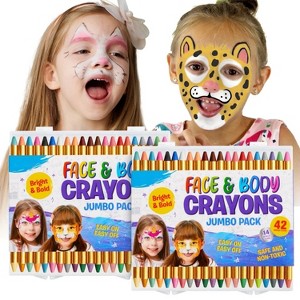 Joyfy 42 Piece Face and Body Paint Crayons Kit - 14 Metallic Colors for Kids Toddlers Halloween Party Supplies, Birthday Makeup & Festivals Gifts - 1 of 4