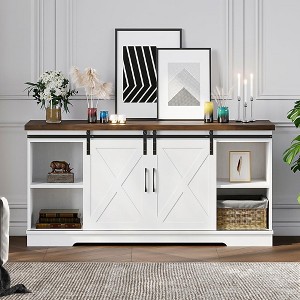 Farmhouse TV Stand for 65 Inch TV, Entertainment Center TV Media Console Table - 1 of 4