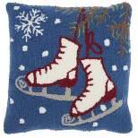 Mina Victory Home For The Holiday Ice Skates 18" x 18" Multicolor Indoor Throw Pillow