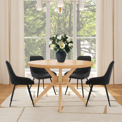 Farmhouse Faux Leather Dining Chairs Set of 4,Modern Design Upholstered Dining Chair for Kitchen,Dinging Room,Living Room,Indoor Furniture-Tanpinhause