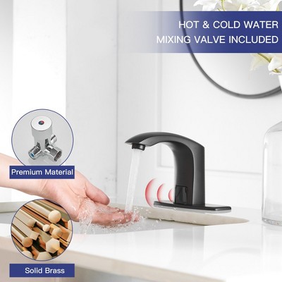 Matte Black Stainless Steel Touchless Bathroom Faucet with Deck Plate