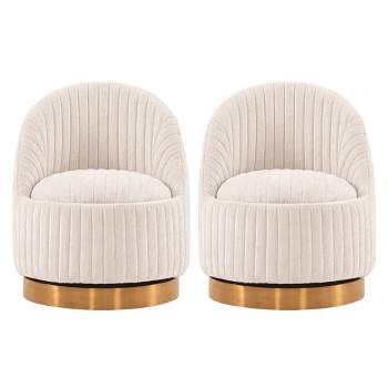 Set of 2 Leela Modern Swivel Boucle Upholstered Accent Chairs - Manhattan Comfort
