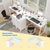 L Shaped Desk with Power Outlets & LED Lights, Computer Desk with Drawers & Shelves - 2 of 4
