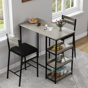 Garvee 2-Piece Dining Table Set for Small Spaces, Compact Kitchen Table with 2 Upholstered Chairs, Industrial Modern Breakfast Nook Set - 1 of 1