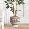 LuxenHome Boho White with Brown Accents 11-Inch Round MgO Planter - 2 of 4