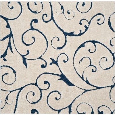 9'x9' Swirl Loomed Square Area Rug Cream - Safavieh