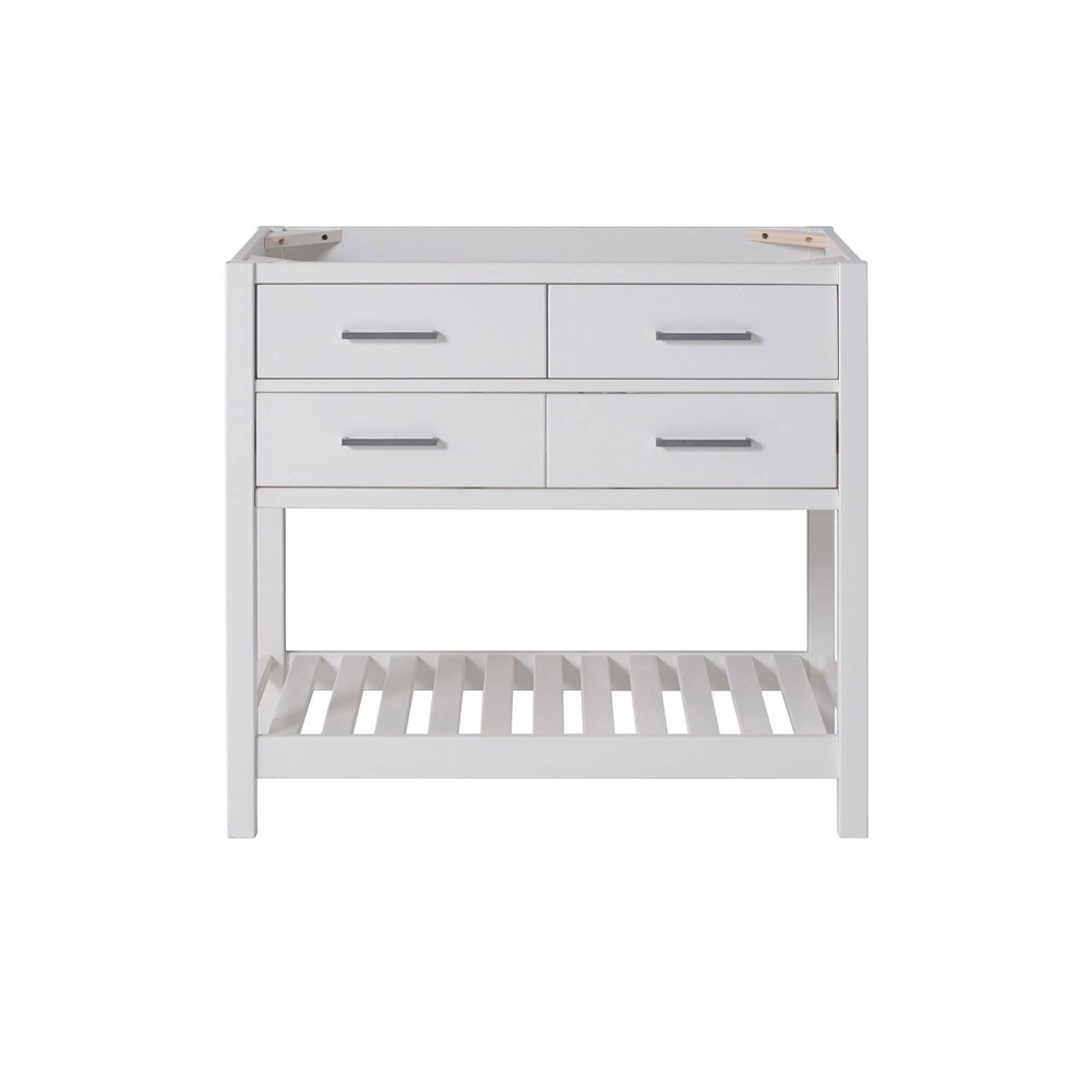 36" Harrison Vanity Cabinet White - Alaterre Furniture: Hardwood Floor Cabinet with Storage Shelf
