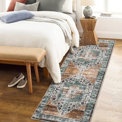 Vintage Rug Soft Oriental Floral Printed Carpet Washable Rug Living Room Bedroom Rug