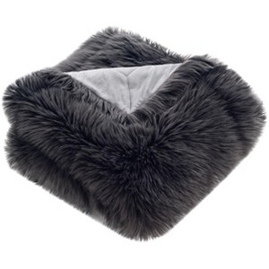 Faux Shadow Fox Throw Blanket - Dark Grey - 50" x 60" - Safavieh . - 1 of 4