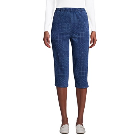 Lands' End Women's Sport Knit Denim High Rise Elastic Waist Pull On Capri  Pants - Medium - Indigo Patchwork : Target