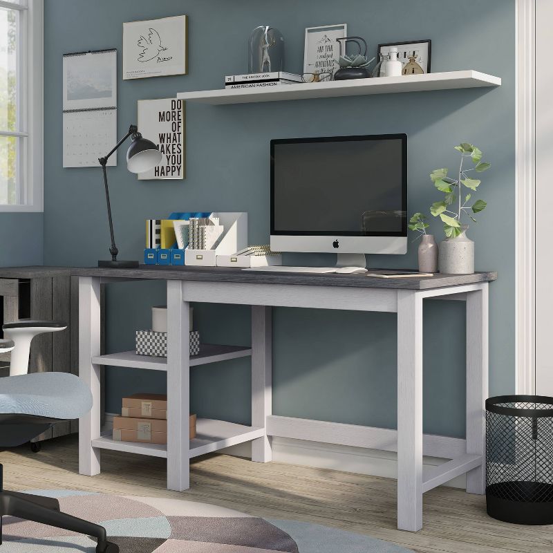 Stoneridge 2 Shelves Desk White Oak/Distressed Gray - HOMES: Inside + Out, 6 of 9
