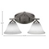 Toltec Lighting Zilo 2 - Light Vanity in  Graphite with 7" White Muslin Shade - 2 of 2