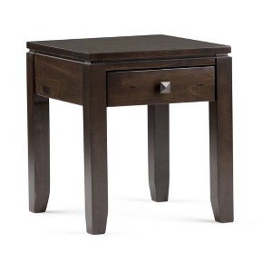 WyndenHall 18" Essex End Table Mahogany Brown: Modern Square Design, Pine Frame, Storage Drawer - 1 of 4