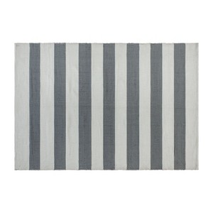 Emma and Oliver 5' x 7' Indoor/Outdoor Handwoven Grey & White Striped Cabana Style Area Rug - 1 of 4