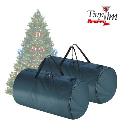Christmas Tree Storage Bags-Set of 2-For 7.5-16 Ft Artificial Trees-Premium Canvas-Protect Holiday Decorations, Inflatables by Hastings Home (Green)